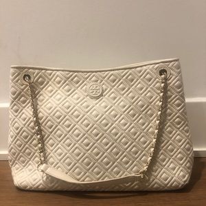 Tory Burch Marion Diamond Quilted Lamb Skin Tote